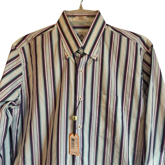 NWT Peter Millar Stripe Men’s Button Down Shirt sz M 100% Cotton - Picture 2 of 6